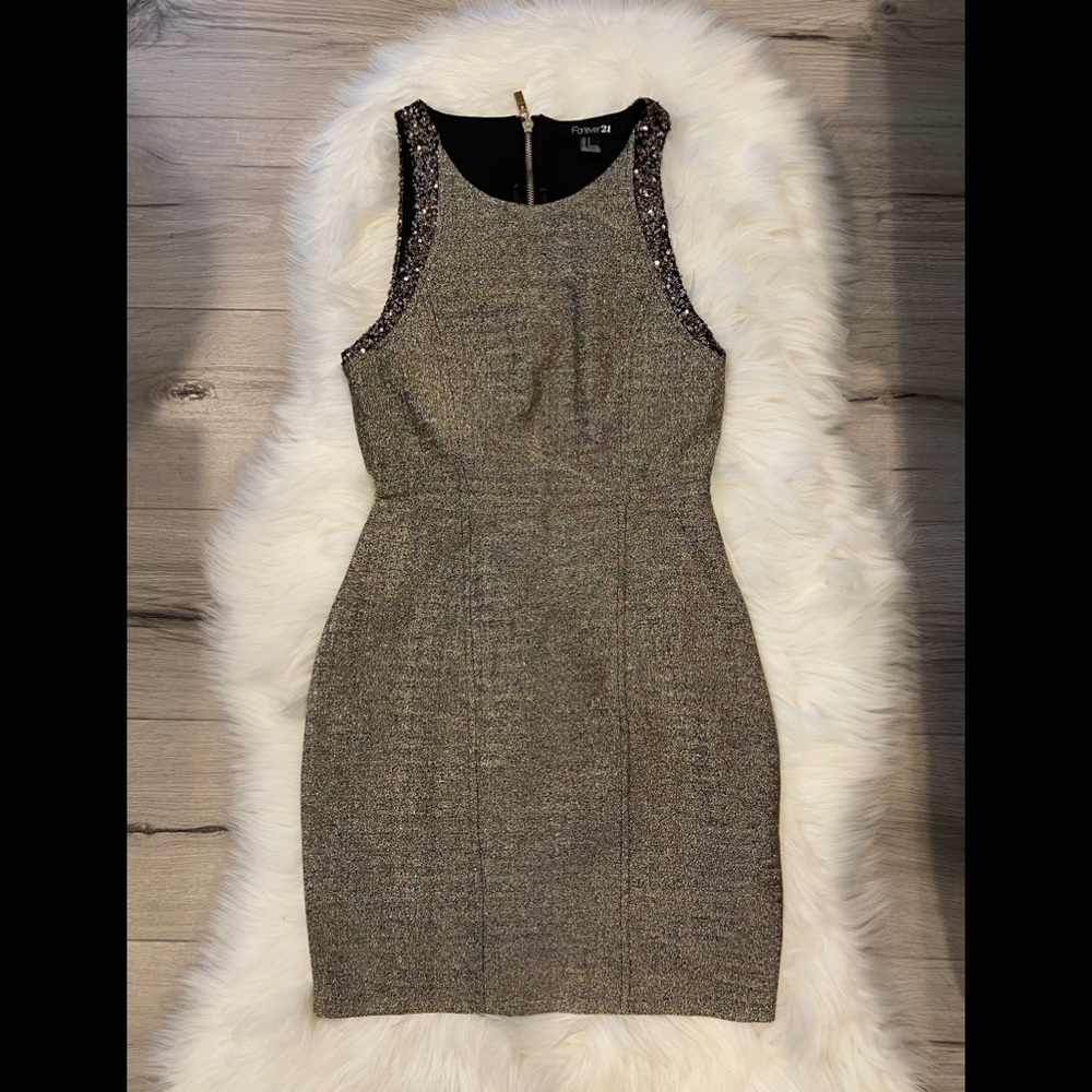 FOREVER 21 Metallic Gold Speckled Dress
